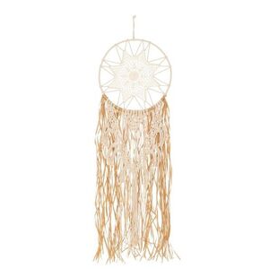 Béžovo-hnědý lapač snů s lýkovými proužky a Macramé - Ø 32*95 cm 22447 obraz