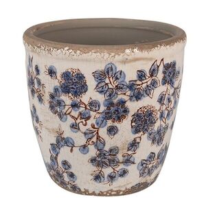 Keramický obal na květináč s modrými květy Blusia L - Ø 17*16cm 6CE1619L obraz
