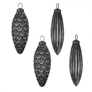 Set 4ks šedo-stříbrná skleněná vánoční ozdoba šiška - 8*15 cm 6GL4510 obraz