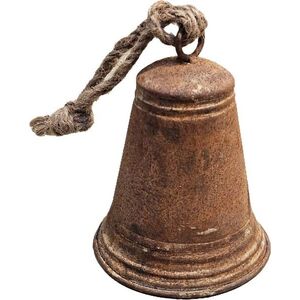 Rezavý antik veliký plechový zvonek se šňůrkou L - Ø 13*16 / 30 cm 14RH264- RUSTY obraz