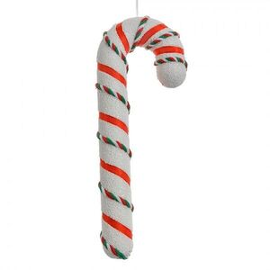 Červeno-bílá vánoční ozdoba cukrová hůlka se stuhou - 10*3*26 cm 66183 obraz