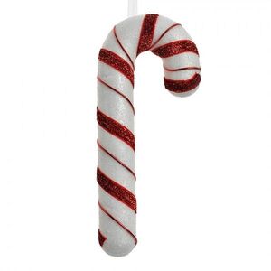 Bílo-červená vánoční ozdoba cukrová hůlka se stuhou - 8*3*20 cm 66177 obraz
