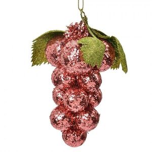 Růžová třpytivá vánoční ozdoba vinný hrozen - 8*8*14 cm 66175P obraz