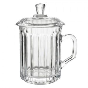 Skleněný hrnek s vroubky a víčkem - 11*9*15 cm / 250 ml 6GL4727 obraz