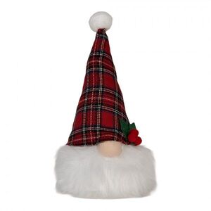Vánoční svítící dekorace skřítek Gnome LED v kárované čepici - 10*10*25 cm/ 3AA 66332 obraz