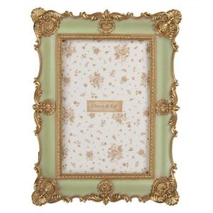 Zelený pastelový fotorámeček se zlatým zdobením - 15*2*21 cm / 10*15 cm 2F1354S obraz