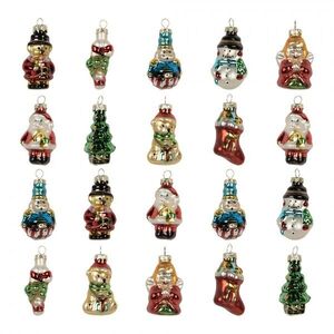 Set 20ks vánoční skleněná ozdoba stromek sněhulák Santa - 28*20*4 cm 6GL5262 obraz