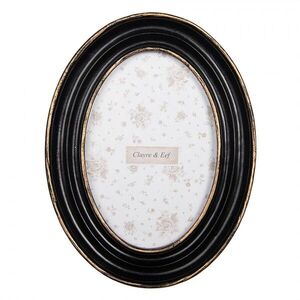 Černý antik oválný fotorámeček se zlatým zdobením - 15*2*20 cm / 10*15 cm 2F1282 obraz