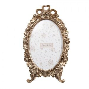 Zlatý antik fotorámeček zdobený mašlí a růžemi - 13*2*23 cm / 10*15 cm 2F1283 obraz
