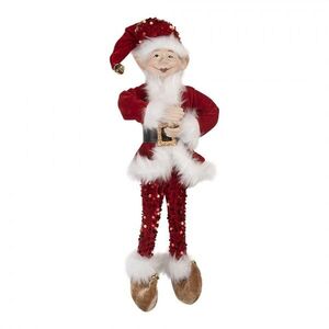 Vánoční dekorace skřítek Elf v červeném Santa obleku - 17*12*52 cm 66336 obraz
