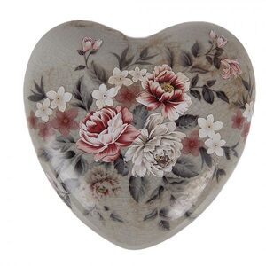 Zelená keramická dekorace srdce s květy Floria L - 11*11*4 cm 6CE2242L obraz