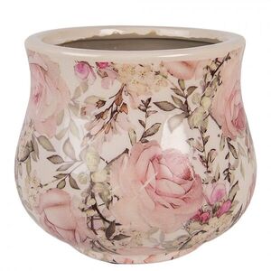 Keramický obal na květináč s růžemi Rosien S - Ø 15*13 cm 6CE2241S obraz