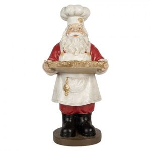 Vánoční dekorace figurka Santa Claus kuchař s podnosem - 40*39*81 cm 5PR0183 obraz