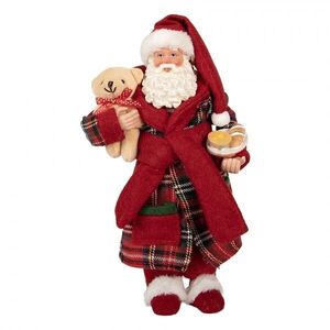 Vánoční dekorace Santa v županu s medvídkem - 16*11*28 cm 66362 obraz