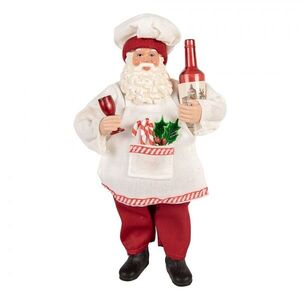Vánoční dekorace Santa v zástěře s vínem - 15*10*27 cm 66361 obraz