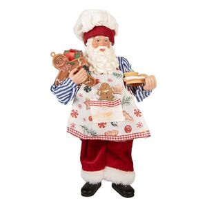 Vánoční dekorace Santa v zástěře s perníčkem - 15*10*26 cm 66359 obraz