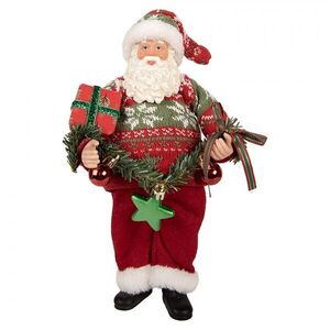 Vánoční dekorace Santa ve svetru s girlandou - 16*11*27 cm 66357 obraz