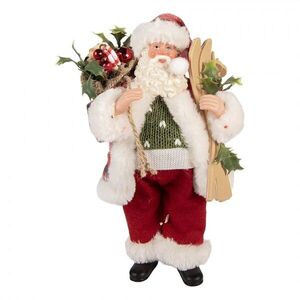 Vánoční dekorace Santa ve svetru s lyžemi - 16*13*27 cm 66356 obraz