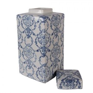Porcelánová váza s víčkem a modrými květy Vintage Unique - 15*15*31 cm 6CE2388S obraz