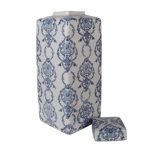 Porcelánová váza s víčkem a modrými květy Vintage Unique - 16*16*41 cm 6CE2388L obraz