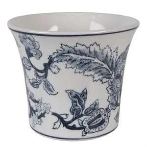 Porcelánový obal na květináč s modrými květy Vintage Unique M - Ø 16*13 cm 6CE2386 obraz