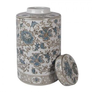 Porcelánová váza s víčkem a modrými květy Vintage Unique - Ø 18*30 cm 6CE2372 obraz