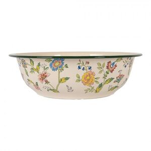Béžová dekorační smaltovaná mísa s květy Vintage antik - Ø 30*9 cm / 3000 ml 6EM0004_antik obraz