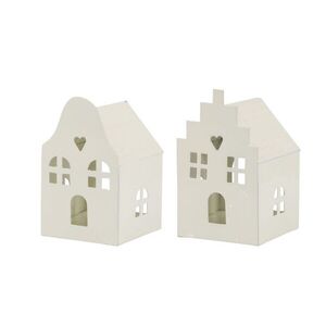 Set 2ks krémový antik svícen domek na čajovou svíčku - 6*6*10 cm 71137319 obraz