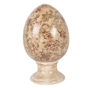 Béžové keramické vajíčko s květy Margaus L - Ø 15*24 cm 6CE2414L obraz
