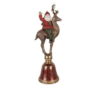 Vánoční dekorace figurka Santa na sobovi stojící na zvonku - 24*20*63 cm 5PR0201 obraz