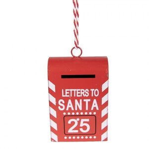 Červená kovová závěsná dekorace poštovní schránka Santa - 5*3*8 cm 6Y6063 obraz