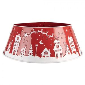 Červený kovový kryt pod vánoční stromek - Ø 66*23 cm 5Y1427 obraz