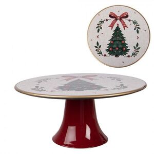 Plastový servírovací podnos na noze se stromky Christmas Harmony - Ø 22*10 cm TCH86 obraz