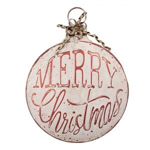 Vintage nástěnná kovová cedule ve tvaru baňky Merry Christmas - 40*4*53 cm 6Y6200 obraz