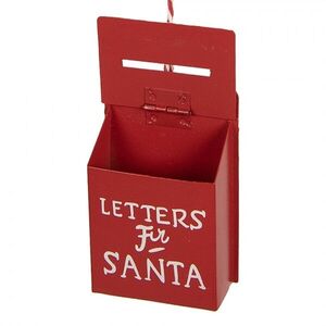 Červená kovová závěsná dekorace poštovní schránka Santa - 5*3*8 cm 6Y6062 obraz