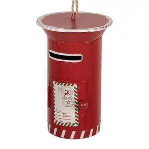 Červená kovová závěsná dekorace poštovní schránka Santa - 12*8 cm 6Y6065 obraz