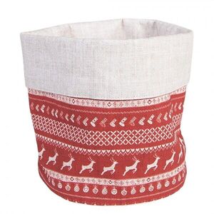 Červený bavlněný košík na pečivo s jeleny Nordic Christmas New - Ø 15*16 cm NOCN50 obraz