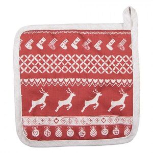 Červená bavlněná chňapka podložka s jeleny Nordic Christmas New - 20*20 cm NOCN45 obraz