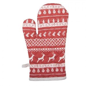 Červená bavlněná chňapka rukavice s jeleny Nordic Christmas New - 16*30 cm NOCN44 obraz