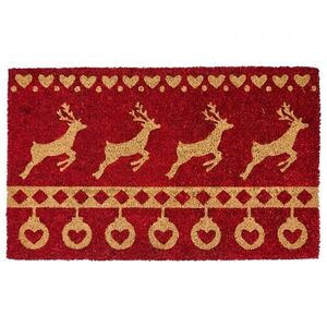 Červená kokosová rohožka s jeleny Nordic Christmas New - 75*45*1 cm NOCNMC obraz