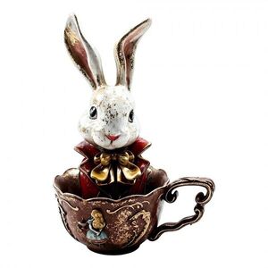 Vintage dekorace figurka králík v šálku - 17*13*25 cm 6PR6212 obraz