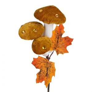 Oranžová dekorační větvička s houbami - 8*4*55 cm 66820O obraz