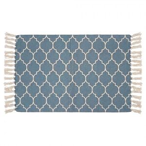 Béžovo-modrý koberec s boho vzhledem a třásněmi - 60*90 cm KT081.004 obraz