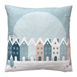 Modrý polštář se zasněženými domky - 45*45*4 cm KG023.188 obraz