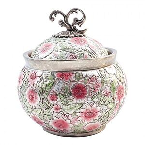 Elegantní dekorační dóza s květy a ptáčky Vintage - Ø 23*25 cm 6PR6223 obraz
