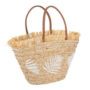Plážová taška s listy a třásněmi Beach Bag Leaves - 45*24*56 cm 33234 obraz
