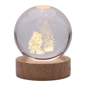 LED stolní lampička na dřevěném podstavci - Santa u stromku - Ø 6 cm / USB 66963 obraz