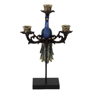 Svícen na 3 svíčky s dekorem páva Peacock - 25*10*42 cm 6PR6472 obraz