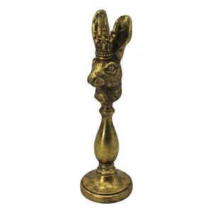Zlatý antik svícen na úzkou svíčku Králík Rabbi Antique - 12*12*38 cm 6PR6468 obraz