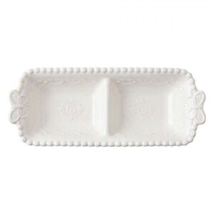 Bílá porcelánová mistička s perličkovým okrajem a motýlky Butterfly - 17*7*3 cm 6CE2482 obraz